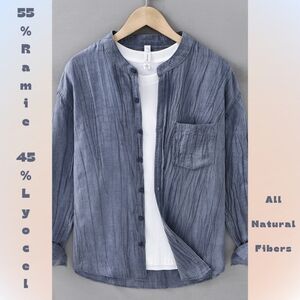 Dusk Washed Natural Fabric Button-Up Long-Sleeve Shirt